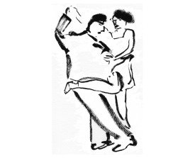 Buenos Aires tangopaar . 2005 . inkt . 21x15 . lijst 40x30