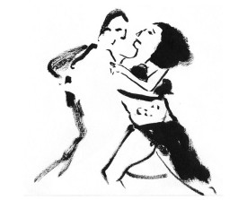 Buenos Aires tangopaar . 2004 . inkt . 21x15 . lijst 40x30