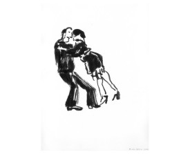 Buenos Aires tangopaar . 2000 . inkt . 21x15 . lijst 40x30